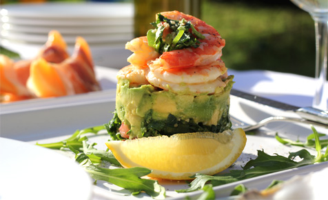 Prawn and avocado stacks